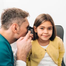 Young girl in an ENT ear exam